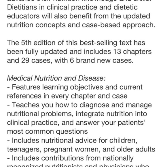 Medical Nutrition & Disease A Case Based Approach. Fifth Edition Paperback - Picture 5 of 5